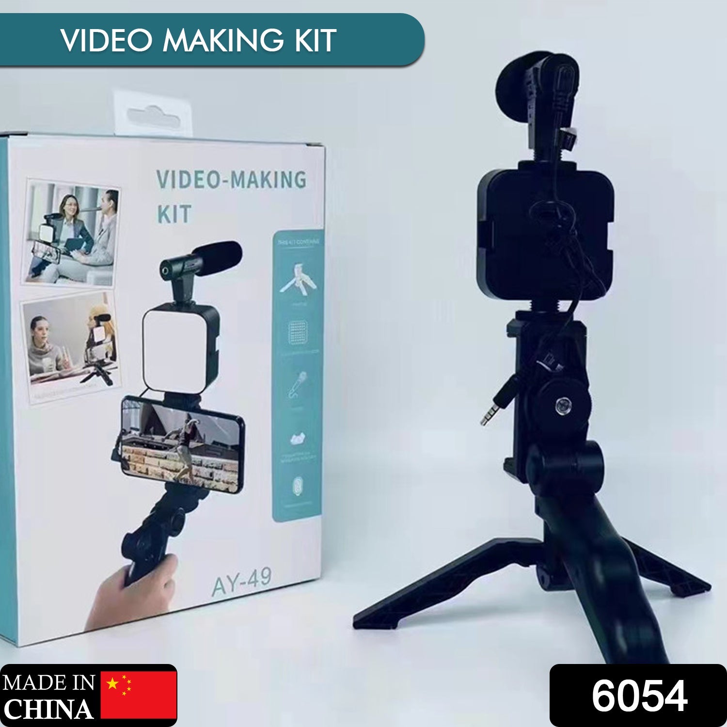 6054 Vlogging Kit for Video Making with Mic Mini Tripod Stand, LED Light & Phone Holder Clip for Making Videos DeoDap 6054 Vlogging Kit for Video Making with Mic Mini Tripod Stand, LED Light & Phone Holder Clip for Making Videos DeoDap